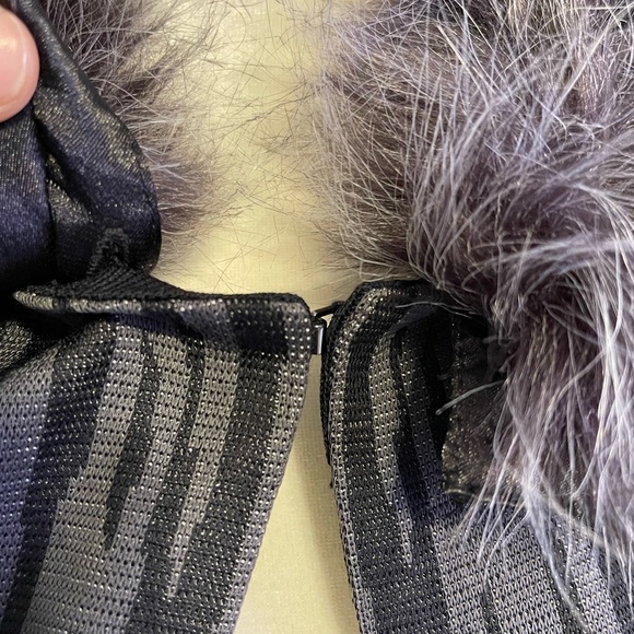 Ming Wang Gray Animal Printed Fur Collar Knit Jacket XS - Picture 5 of 11